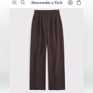 Abercrombie & Fitch Wide Leg Trousers in Dark Brown